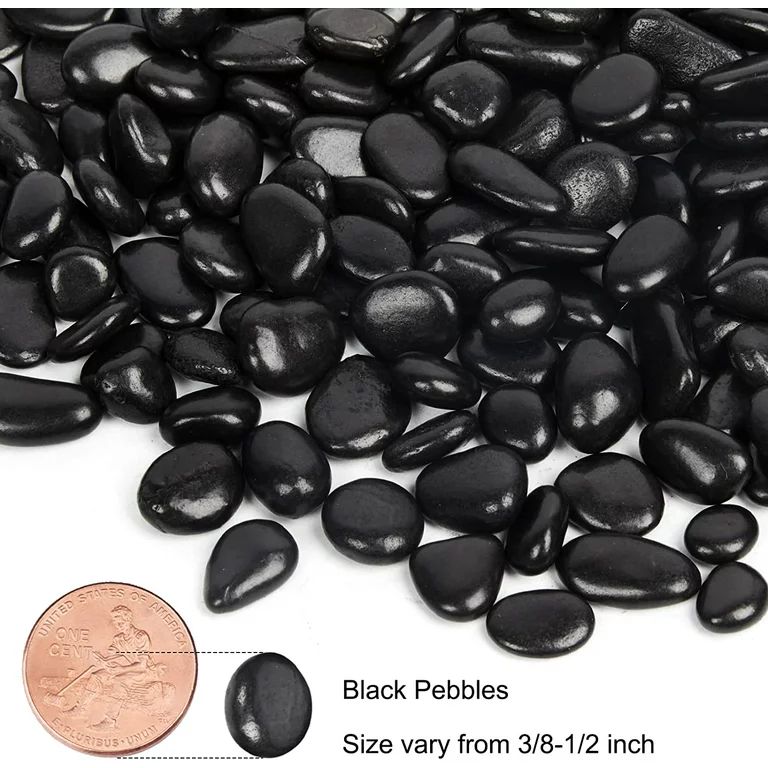 5 Pounds Black Pebbles, 3/8 to 1/2 Inch Natural Black River Rocks for Plants, Vase, Garden, Lands... | Walmart (US)