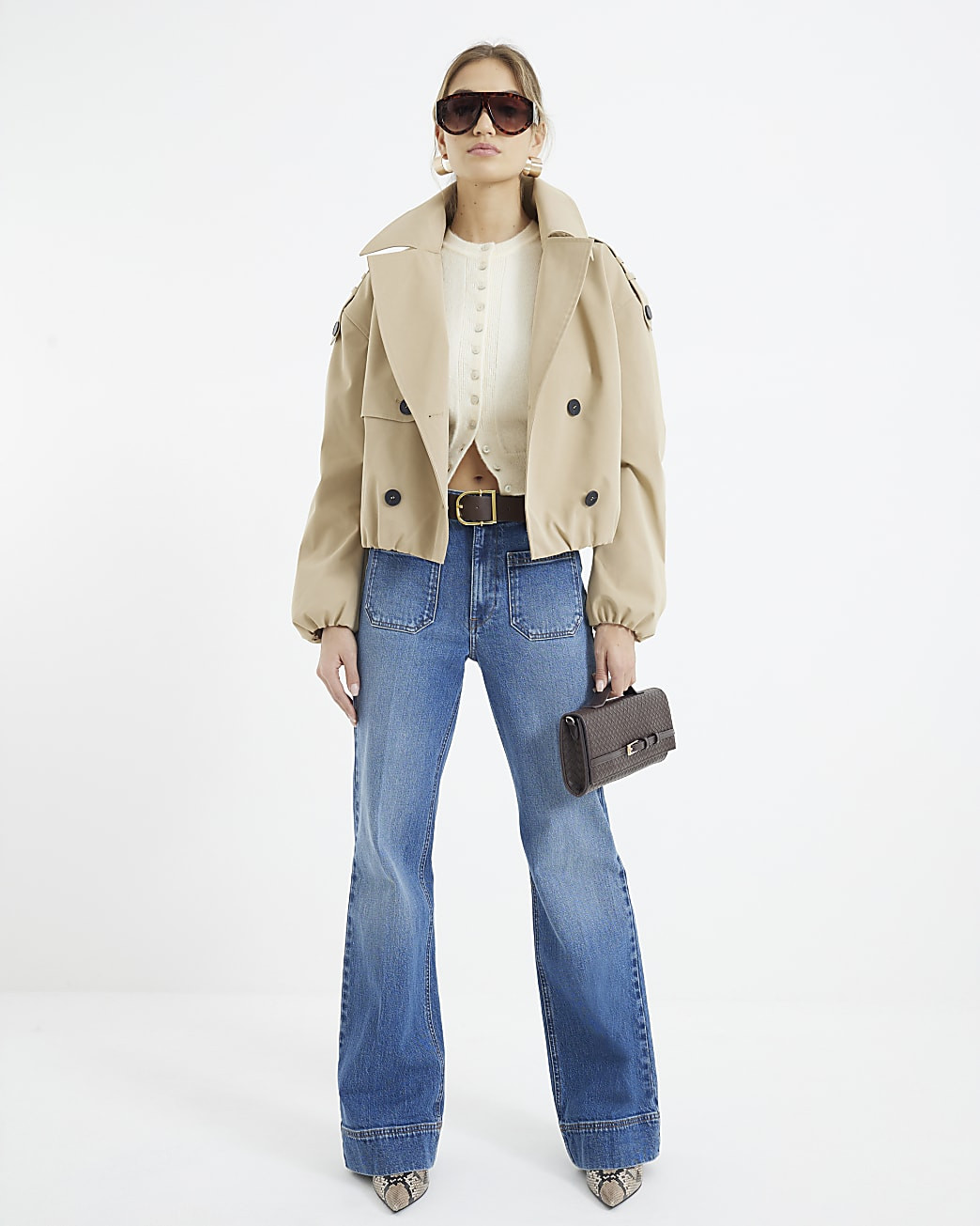 Blue high waisted wide leg jeans | River Island (UK & IE)