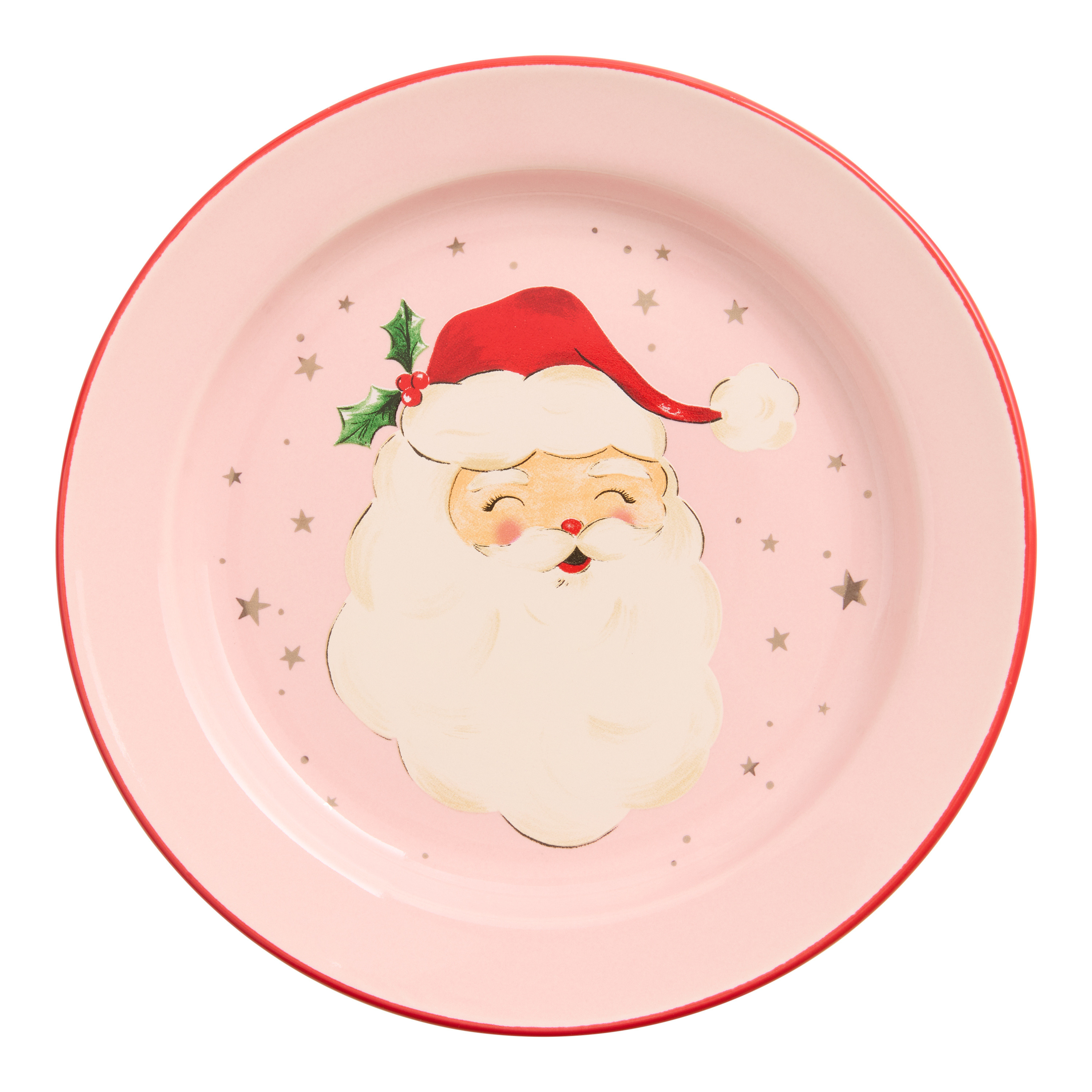 Coming to Town Pink Santa Appetizer Plate | World Market