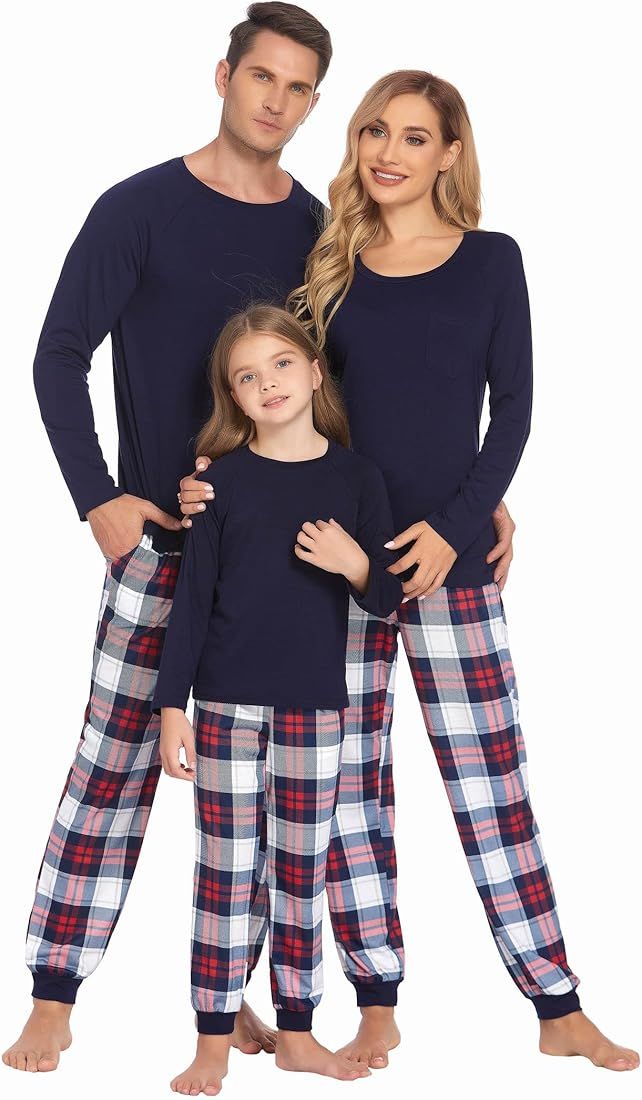 Amazon.com: Ekouaer Unisex Sleepwear Boys Girls Long Sleeve Pjs Matching Set Christmas Holiday Lo... | Amazon (US)