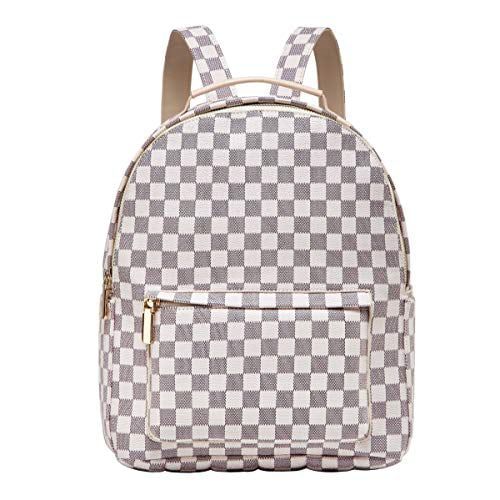 Daisy Rose Checkered Backpack bag - Luxury PU Vegan Leather (Cream) | Walmart (US)