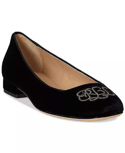 Women's Emellie Embroidered-Logo Ballet Flats | Macy's