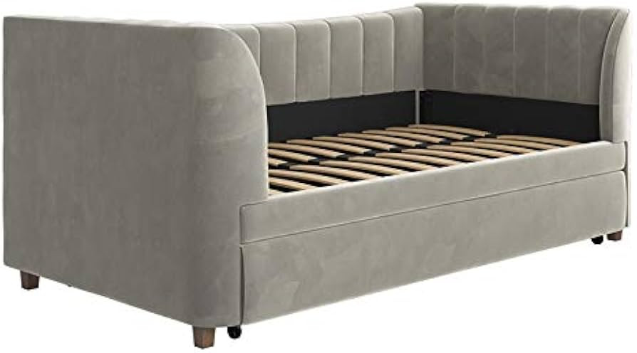 Little Seeds Valentina Upholstered Trundle, Twin Size, Gray Velvet Daybed | Amazon (US)