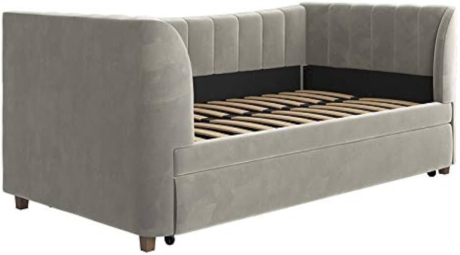 Little Seeds Valentina Upholstered Trundle, Twin Size, Gray Velvet Daybed | Amazon (US)
