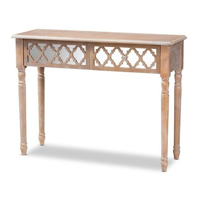 Baxton Studio Celia Rustic White-washed Oak Console Table | Lowe's