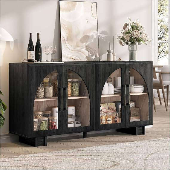JOINICE 63” Sideboard Buffet Cabinet with Storage for Dining Room,Black | Modern Accent Console... | Amazon (US)
