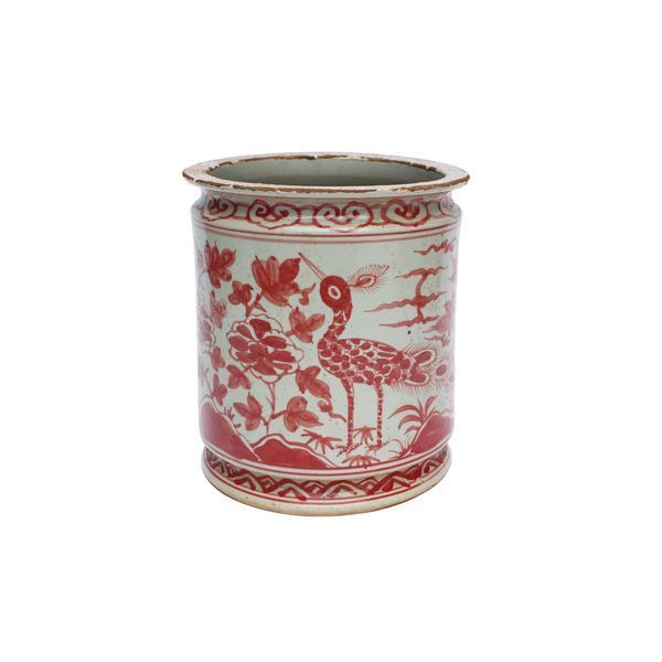 Coral Red Orchid Pot Bird Motif | Scout & Nimble
