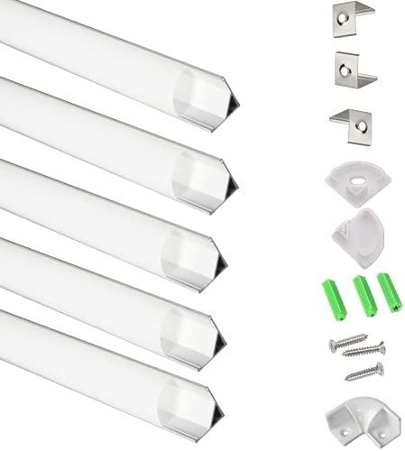 THMOOTHER 5-Pack 3.3FT 1Meter V Shape LED Strip Aluminum Channel Diffuser System, Extruded Alu Track | Amazon (US)