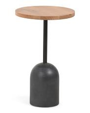 14x22.5 Fay Oak Solid Marble Base Accent Table | TJ Maxx
