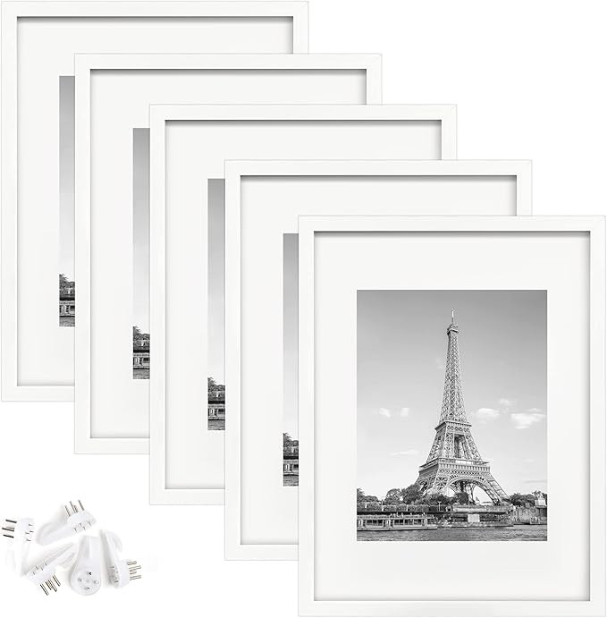 upsimples 12x16 Picture Frame Set of 5,Display Pictures 8.5x11 with Mat or 12x16 Without Mat,Wall... | Amazon (US)