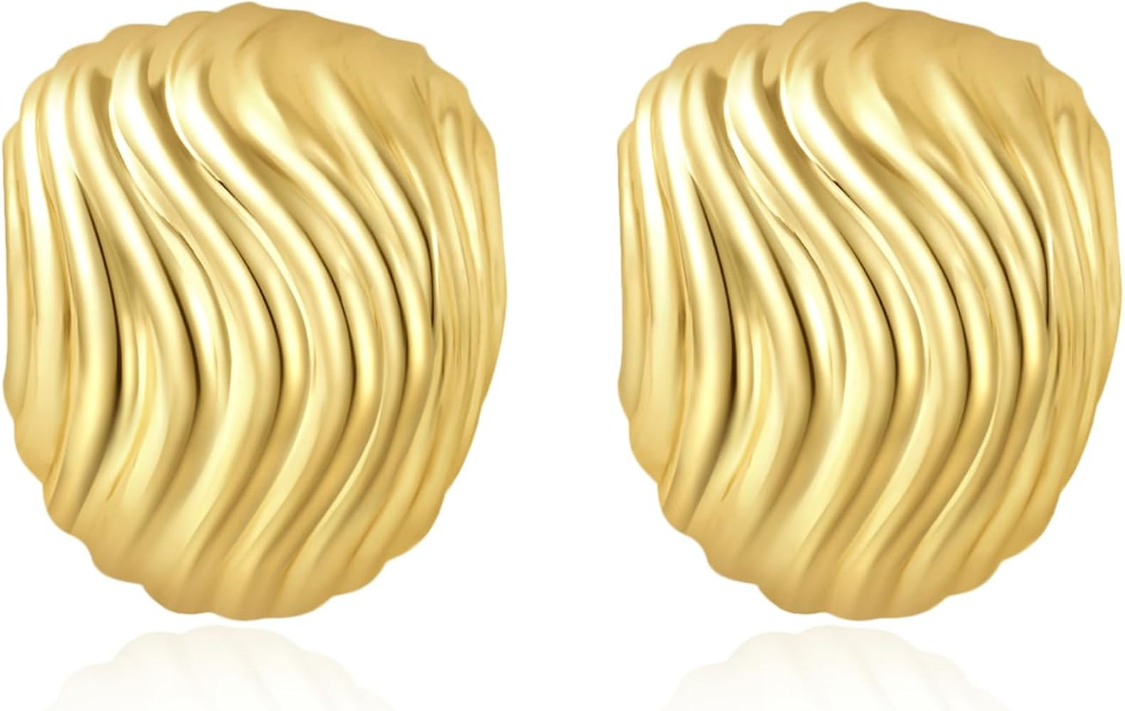 Big Chunky Gold Earrings Trendy Statement Drop Earrings Hypoallergenic Vintage Wavy Button Earrin... | Amazon (US)
