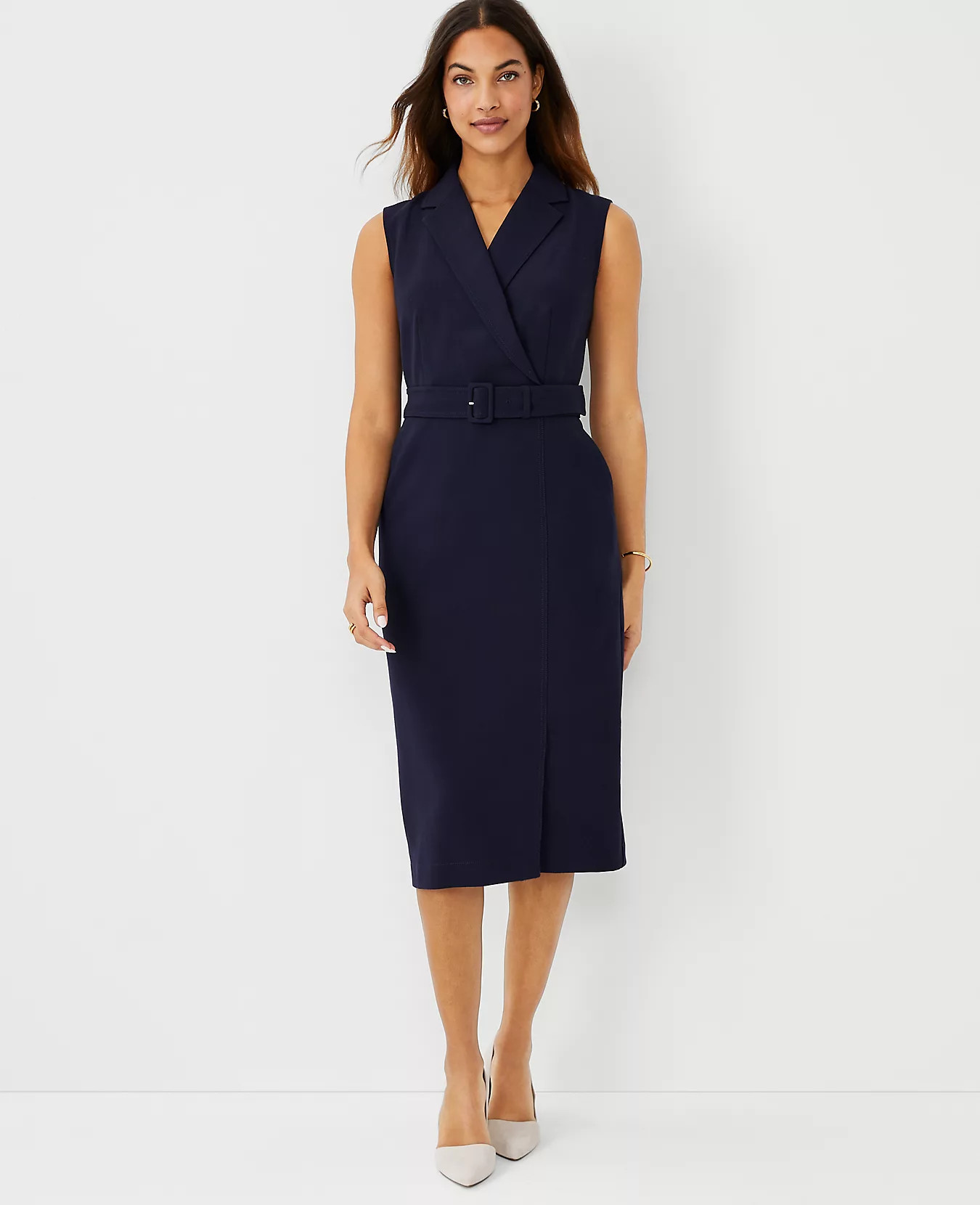 Lapel Belted Sheath Dress | Ann Taylor (US)