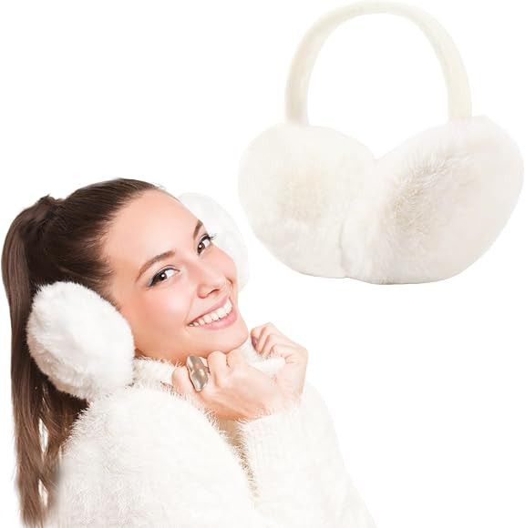 FSMILING Adjustable Warm Earmuffs Plush Fluffy Winter Ear muffs Ear Warmers For Women Girls | Amazon (UK)