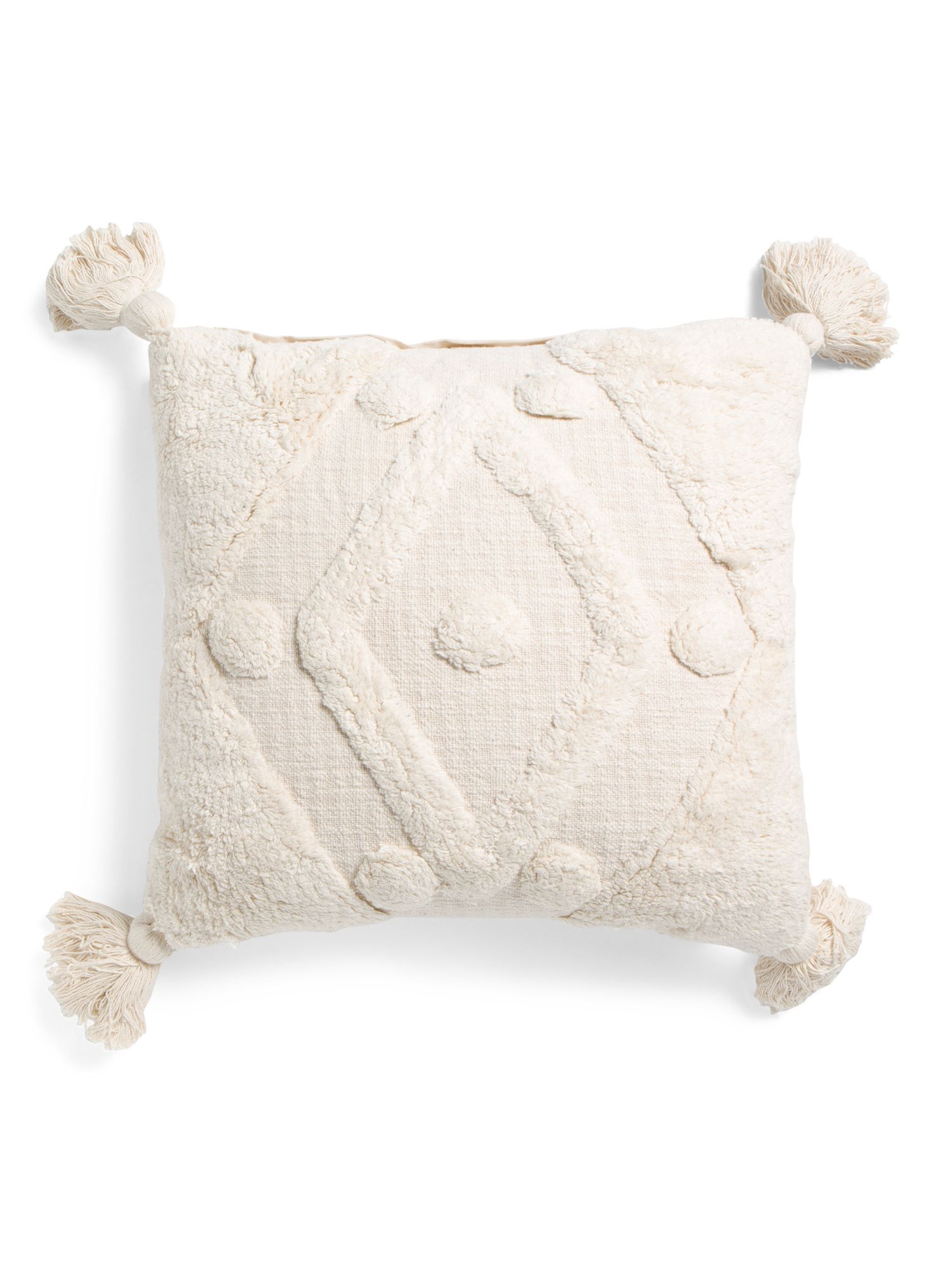 20x20 Overtufted Pillow With Tassels | TJ Maxx