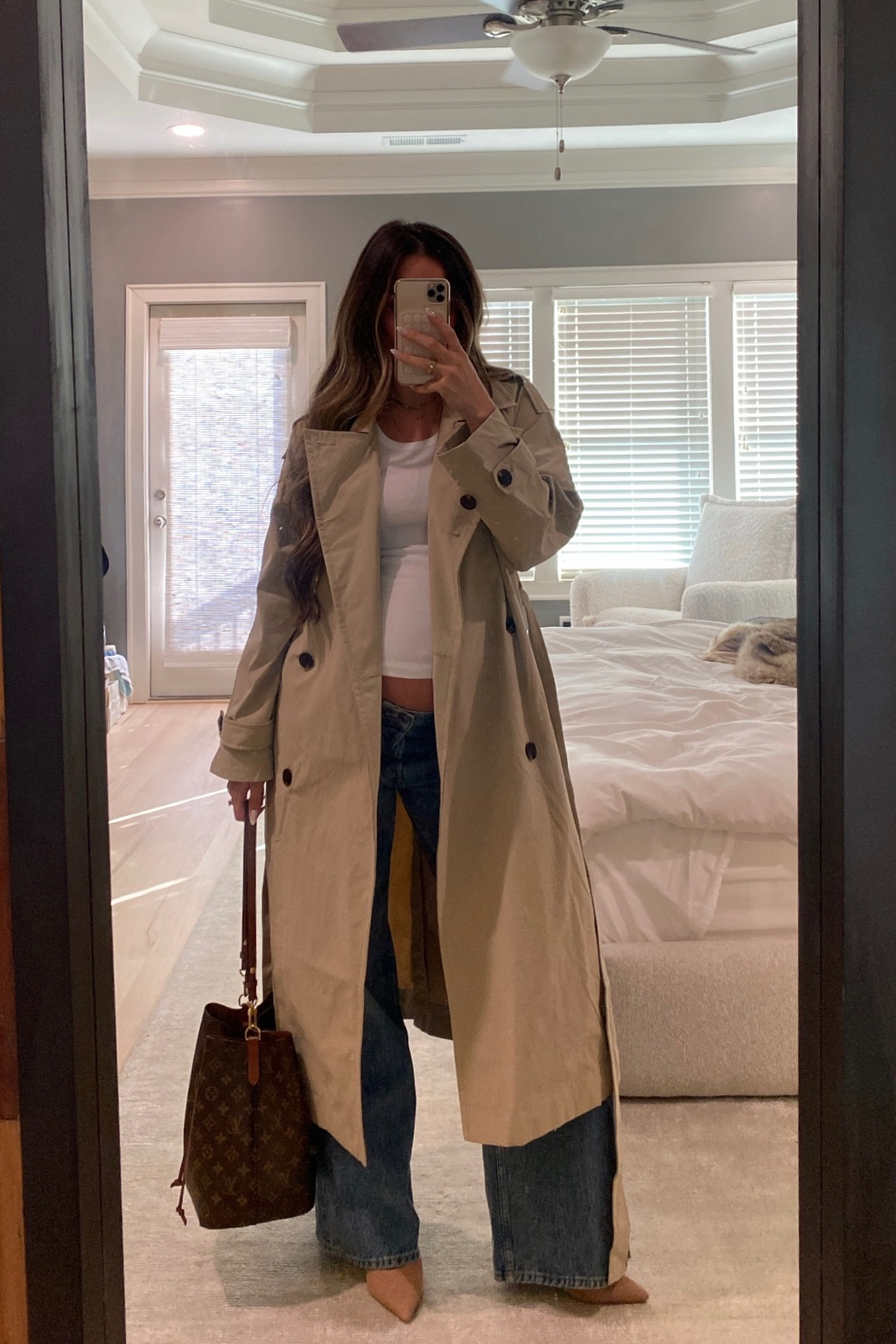 Size small in Trench
28 in jeans

SAVANNAH20 for 20% off (new customers)
SAVANNAH10 for existing 