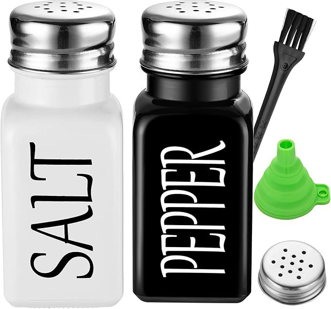 Salt and Pepper Shaker Set,Farmhouse Salt and Pepper Shakers,Vintage Glass Black and White Shaker... | Amazon (US)