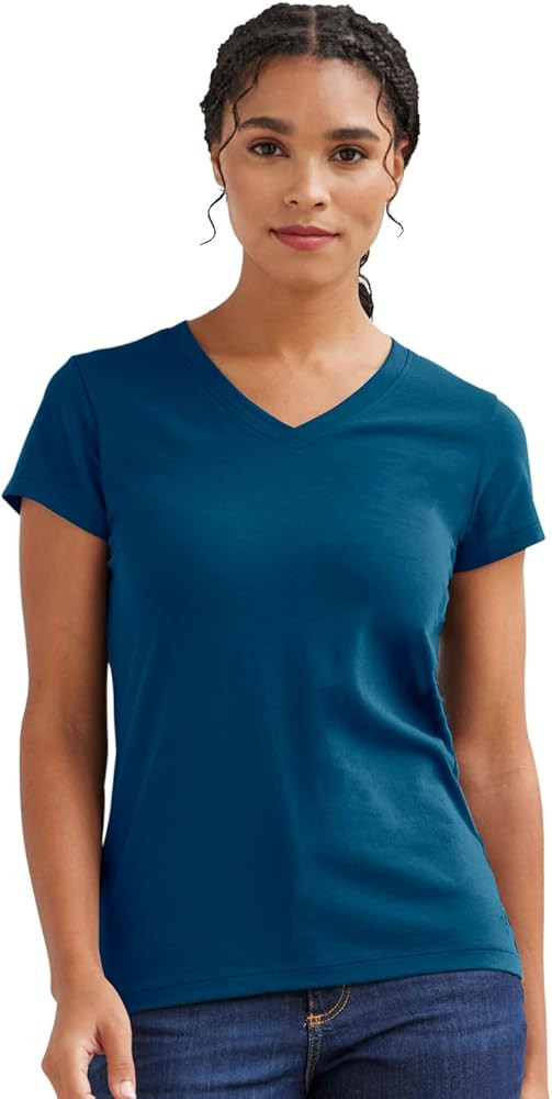 Women's Organic Pima Cotton Short Sleeve V-Neck T-Shirt | Amazon (US)