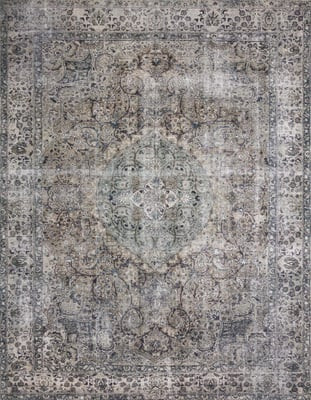 Layla Printed LAY-06 Taupe/Stone/Navy/Teal Area Rug | Rugs Direct