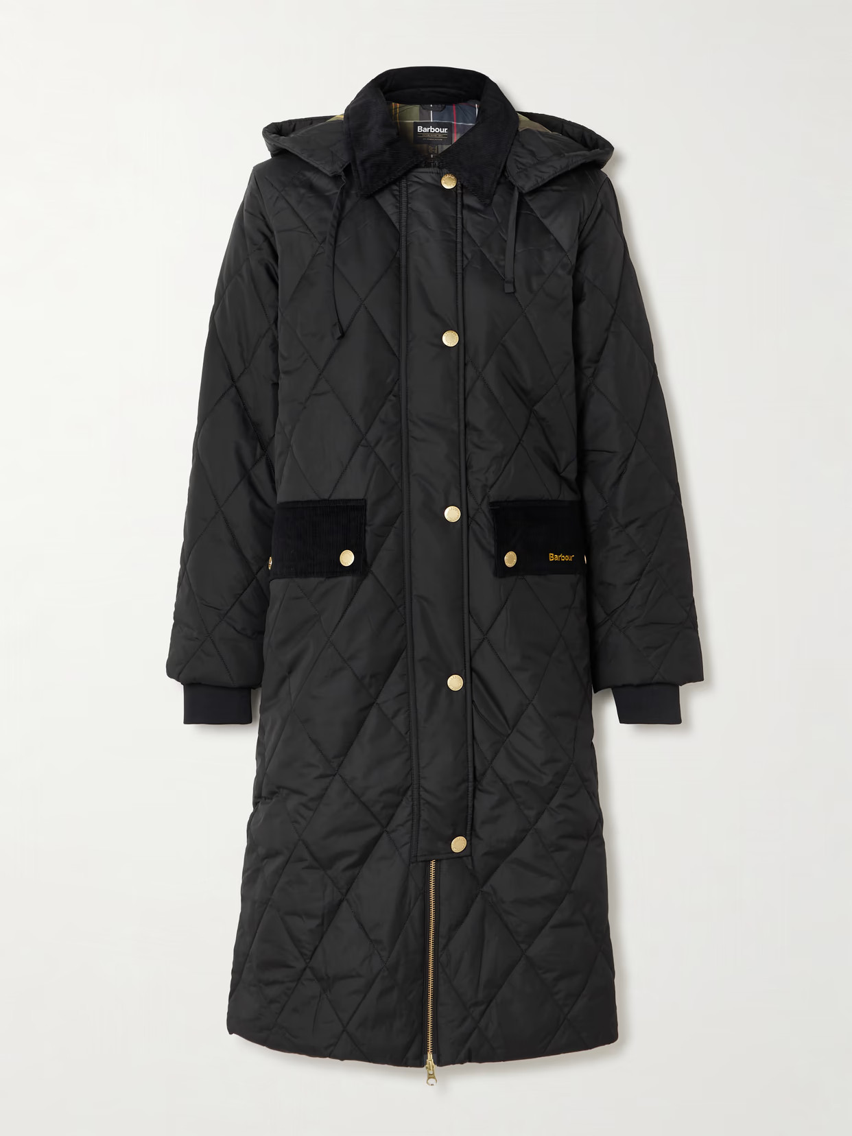 Barbour - Meredith Hooded Corduroy-trimmed Quilted Shell Jacket - Black | NET-A-PORTER (UK & EU)