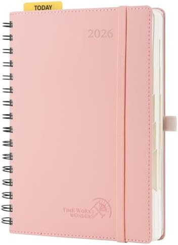 POPRUN Agenda 2026 Journalier 21,5 x 14,5 cm - Couverture Souple en PU Cuir Spirale, 1 Page par J... | Amazon (FR)