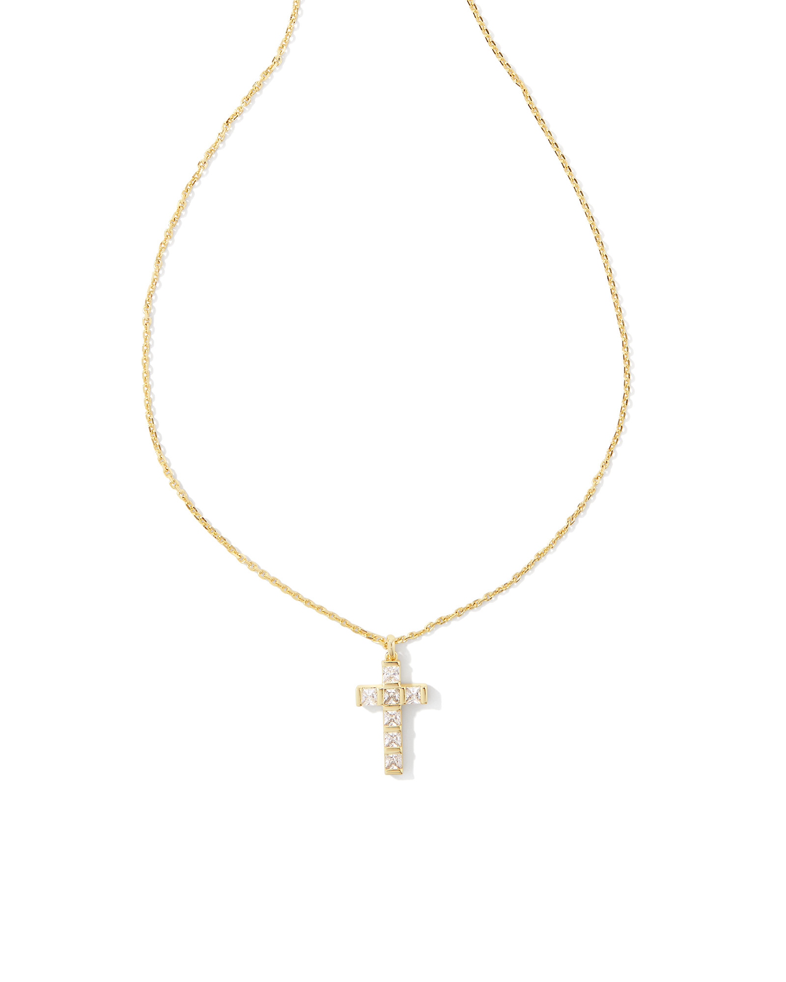 Gracie Gold Cross Short Pendant Necklace in White Crystal | Kendra Scott