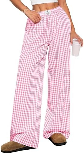 ANRABESS Womens Striped Gingham Pants 2026 Pajama Lounge Boxer Pants Cute Comfy PJ Bottoms with P... | Amazon (US)