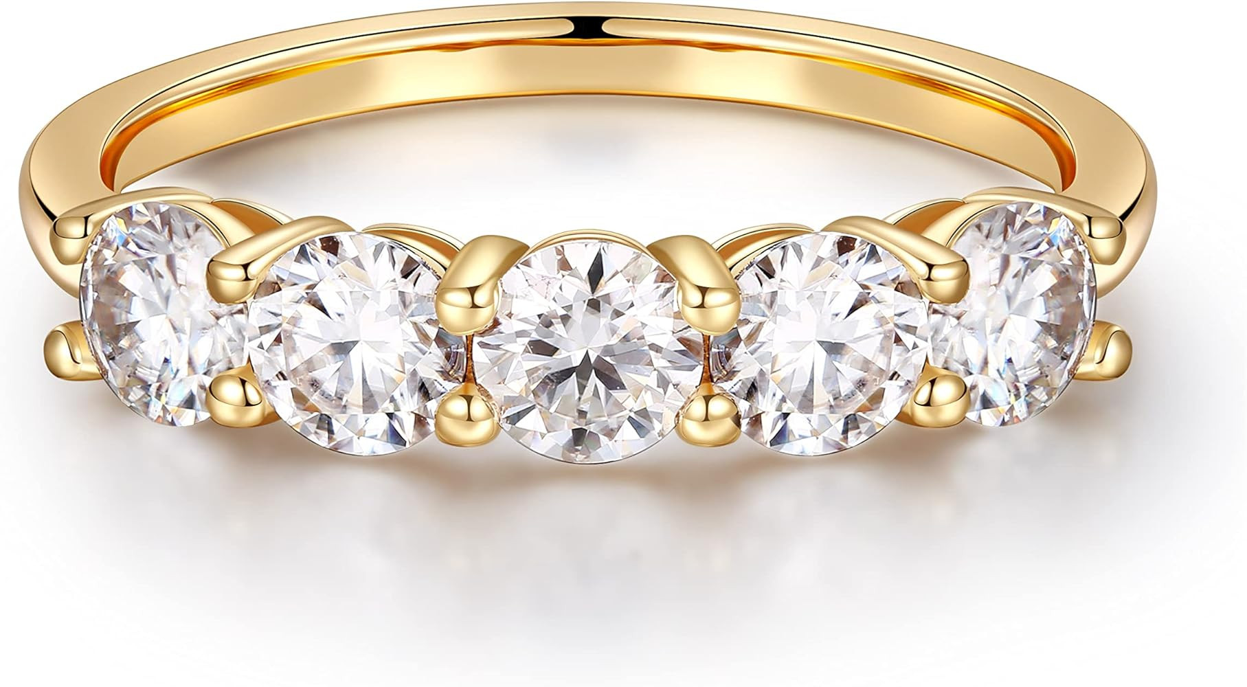 MOOSEA Valentines Day Gifts for Her - 5 Stone Moissanite Rings for Women Lab Created Diamond Wedd... | Amazon (US)