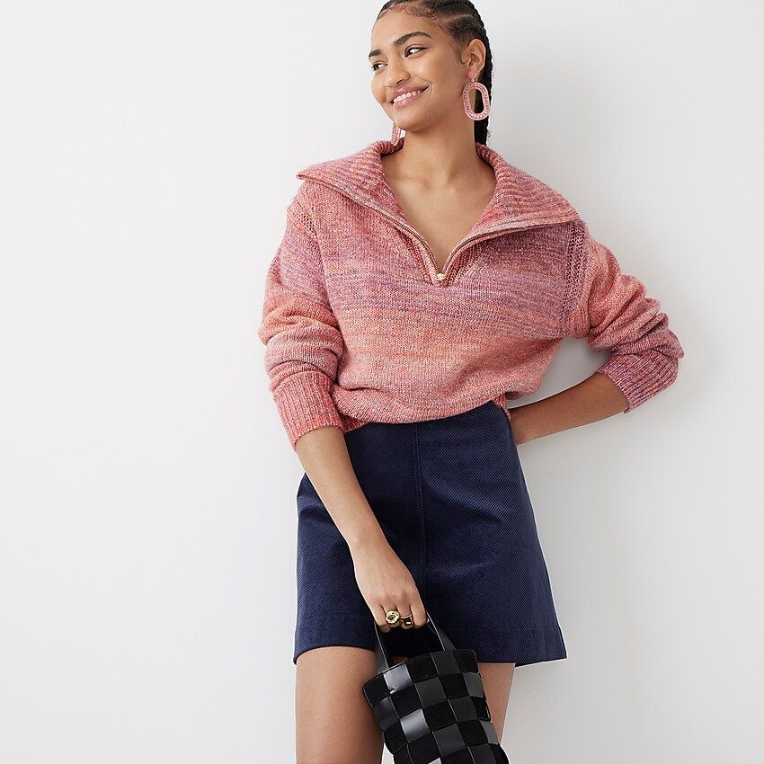 Relaxed half-zip stretch sweater in space dye | J.Crew US