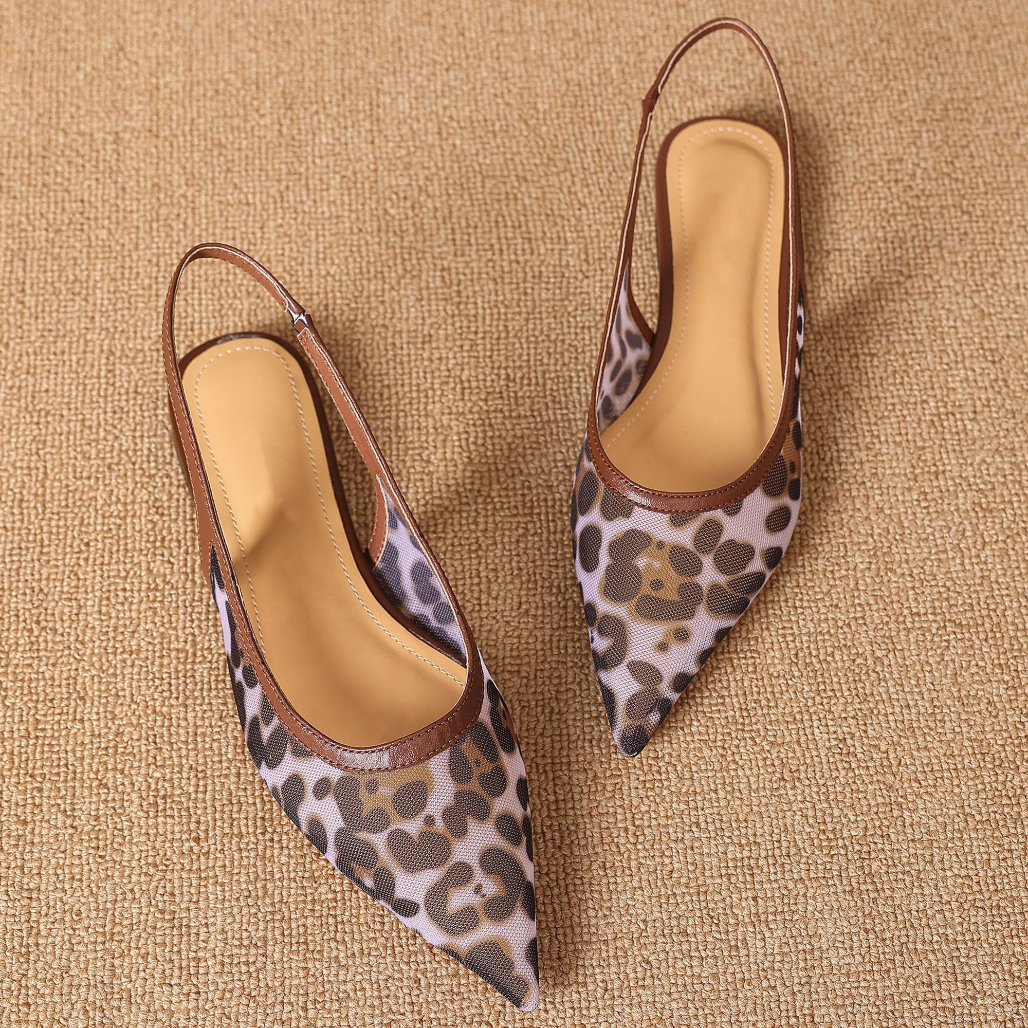 Slingback Flats for Women Fashionable Animal Print Pointed Toe Shoes, Breathable & Comfortable Dr... | Walmart (US)
