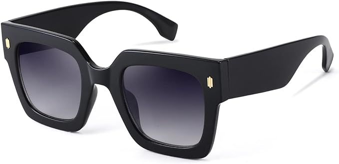 Big Square Sunglasses for women men, UV400 Protection Vintage Luxury Oversized Sun Glasses | Amazon (US)