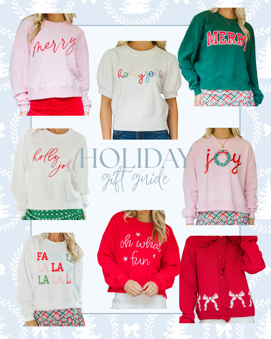 ✨ Holiday Sweatshirt Gift Guide ✨
If you're shopping for something festive, comfy, and so easy to wear all season long… these holiday sweatshirts are the cutest! 🎄💖

From classic “Merry” to playful “Fa La La” and the sweetest puff-sleeve “Holly Jolly”, these make perfect gifts for friends, sisters, teachers — or a little treat for yourself. Pair them with leggings, denim, or your favorite Christmas PJs and you're instantly in the holiday spirit.

Tap any sweatshirt to shop! 🎁✨
#LTKGiftGuide #HolidayStyle #ChristmasSweatshirts #CozySeason #FestiveFashion #LTKHoliday #GiftIdeasForHer 

 #LTKCyberWeek #LTKGiftGuide #LTKSaleAlert