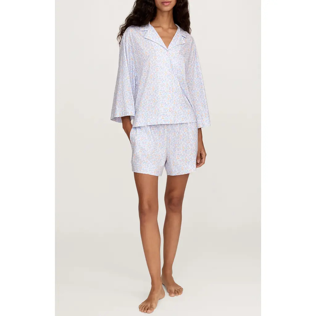 Petite Plume Olivia Pima Cotton Short Pajamas in White at Nordstrom, Size X-Large | Nordstrom