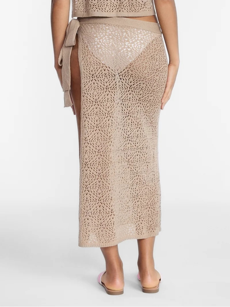 No Boundaries Crochet Knit Skirt with Side Tie, Women's | Walmart (US)