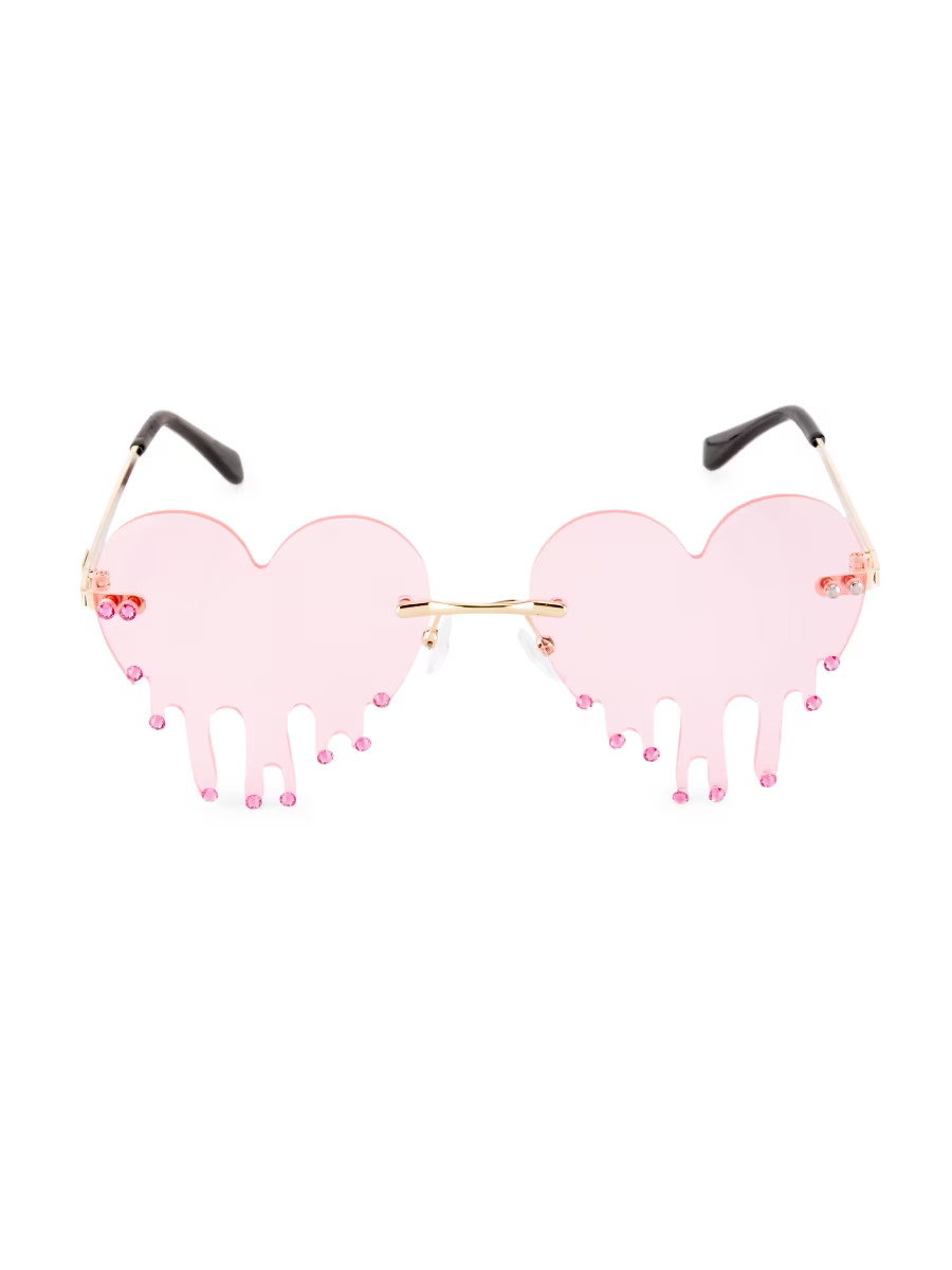 Girl's Crystal Drip Heart Sunglasses | Saks Fifth Avenue