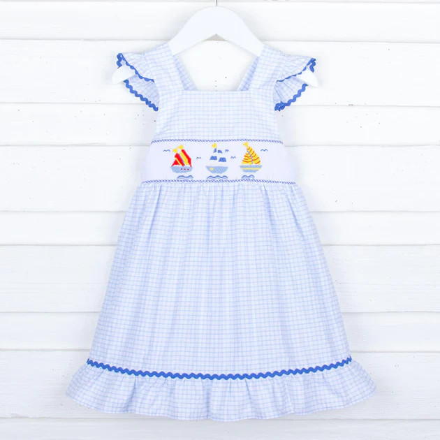 Sail On Blue Windowpane Leah Dress | Classic Whimsy
