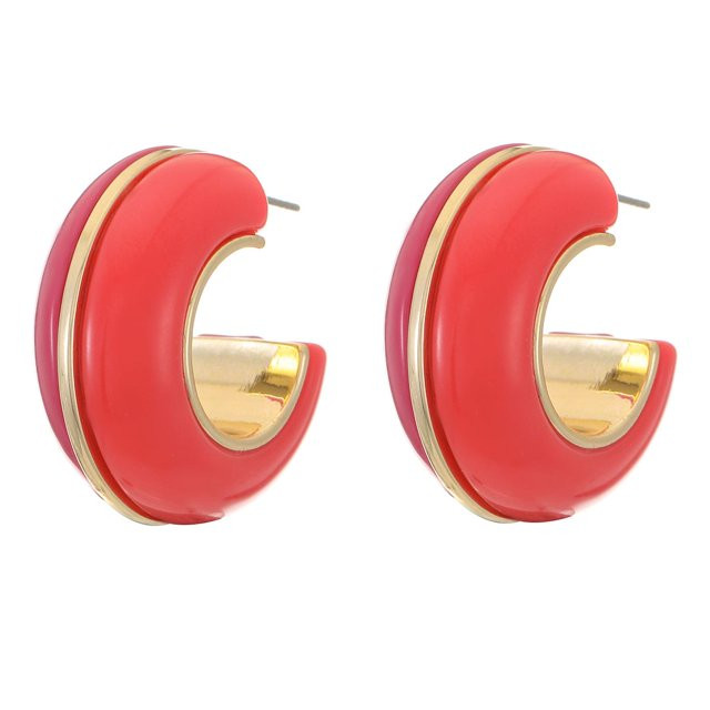 Seren Jewelry Womens Chunky Resin Hoop Earrings, Red/Pink | Walmart (US)