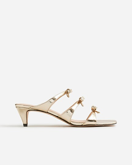 Zadie bow-strap heels in metallic leather | J. Crew US