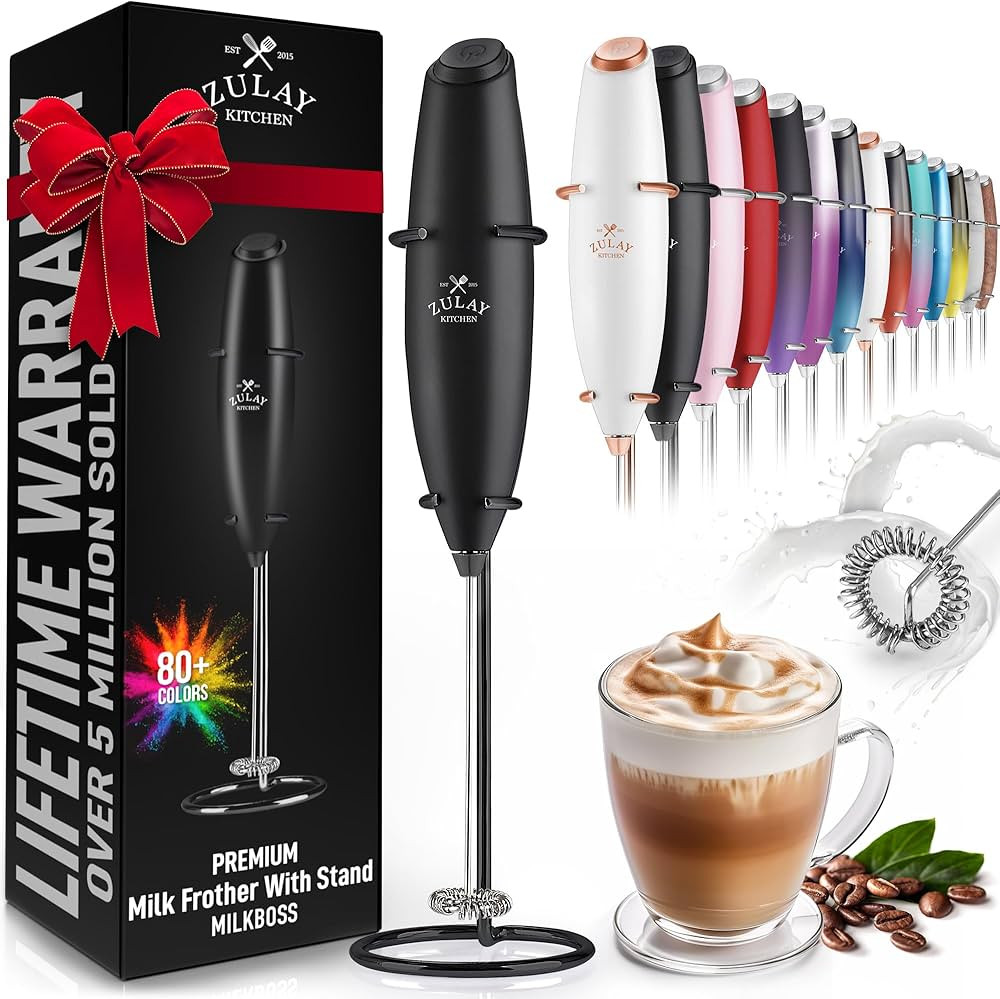 Zulay Powerful Milk Frother Handheld Foam Maker for Lattes - Whisk Drink Mixer for Coffee, Mini F... | Amazon (US)
