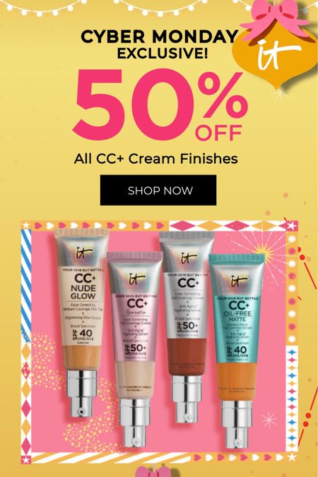 It Cosmetics 50% off CC+ cream full coverage foundation!


#LTKCyberweek #LTKsalealert #LTKbeauty