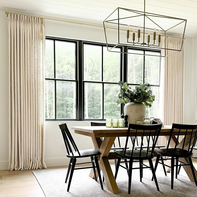 TWOPAGES Pinch Pleated Curtain 96 Inches Long Sand Beige Faux Linen Textured Curtain for Living R... | Amazon (US)