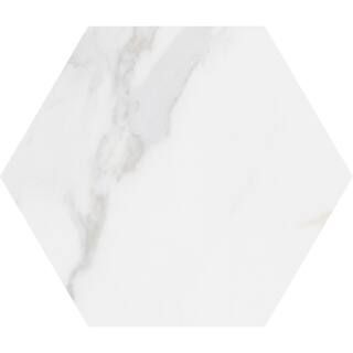 Toscana Carrara Hexagon 9 in. x 10 in. Matte Glazed Porcelain Floor and Wall Tile (8.06 sq. ft. /... | The Home Depot