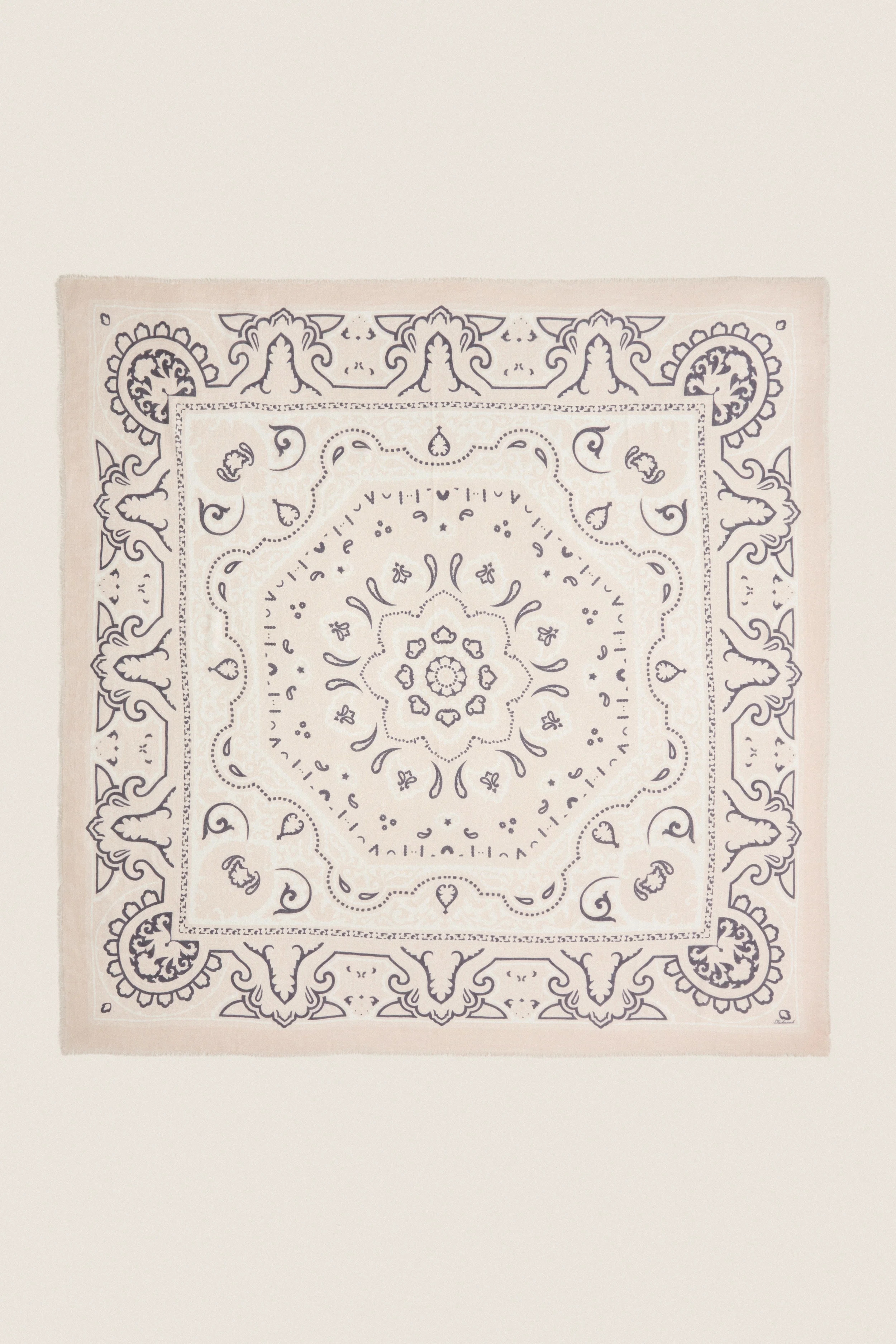 Cream Bandana Silk Cashmere Blend Large Scarf | Tuckernuck (US)