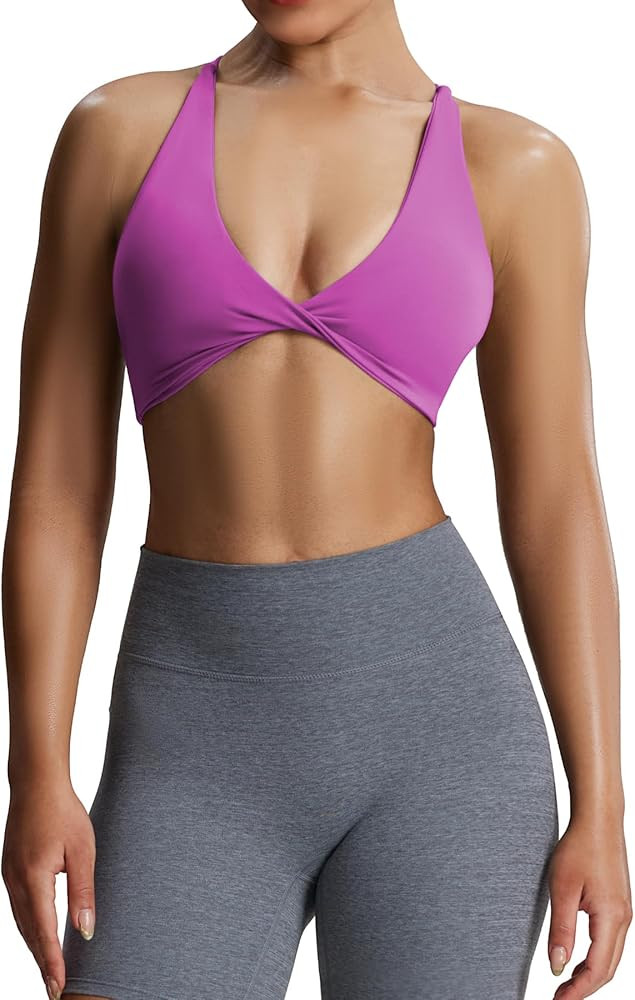 Aoxjox Women's Workout Sports Bras Fitness Sienna Low Impact Bra Yoga Crop Tank | Amazon (US)