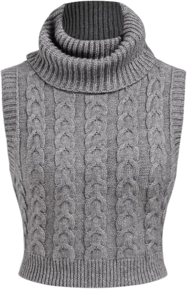 CIDER Women’s Sleeveless Sweater Tops Turtle Necks Cable Knit Croped Vest Tank Top | Amazon (US)