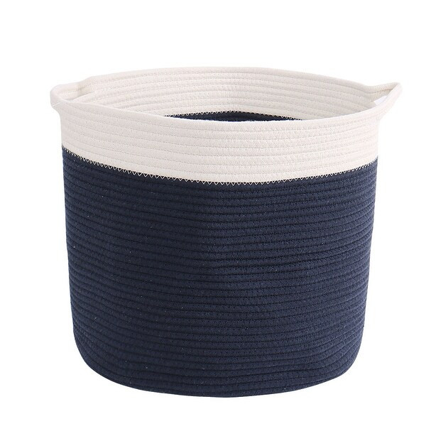 Collapsible Storage Organizer with Handles for Nursery Bedroom Office - Navy Blue Cylindrical 2 | Bed Bath & Beyond