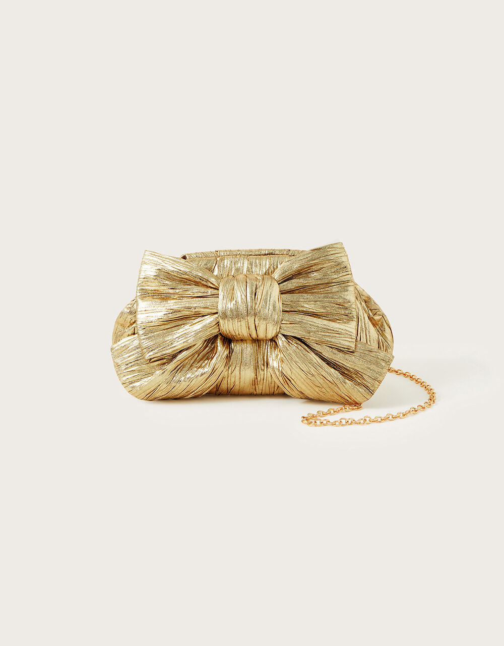 Oversized Bow Metallic Bag | Monsoon (UK)