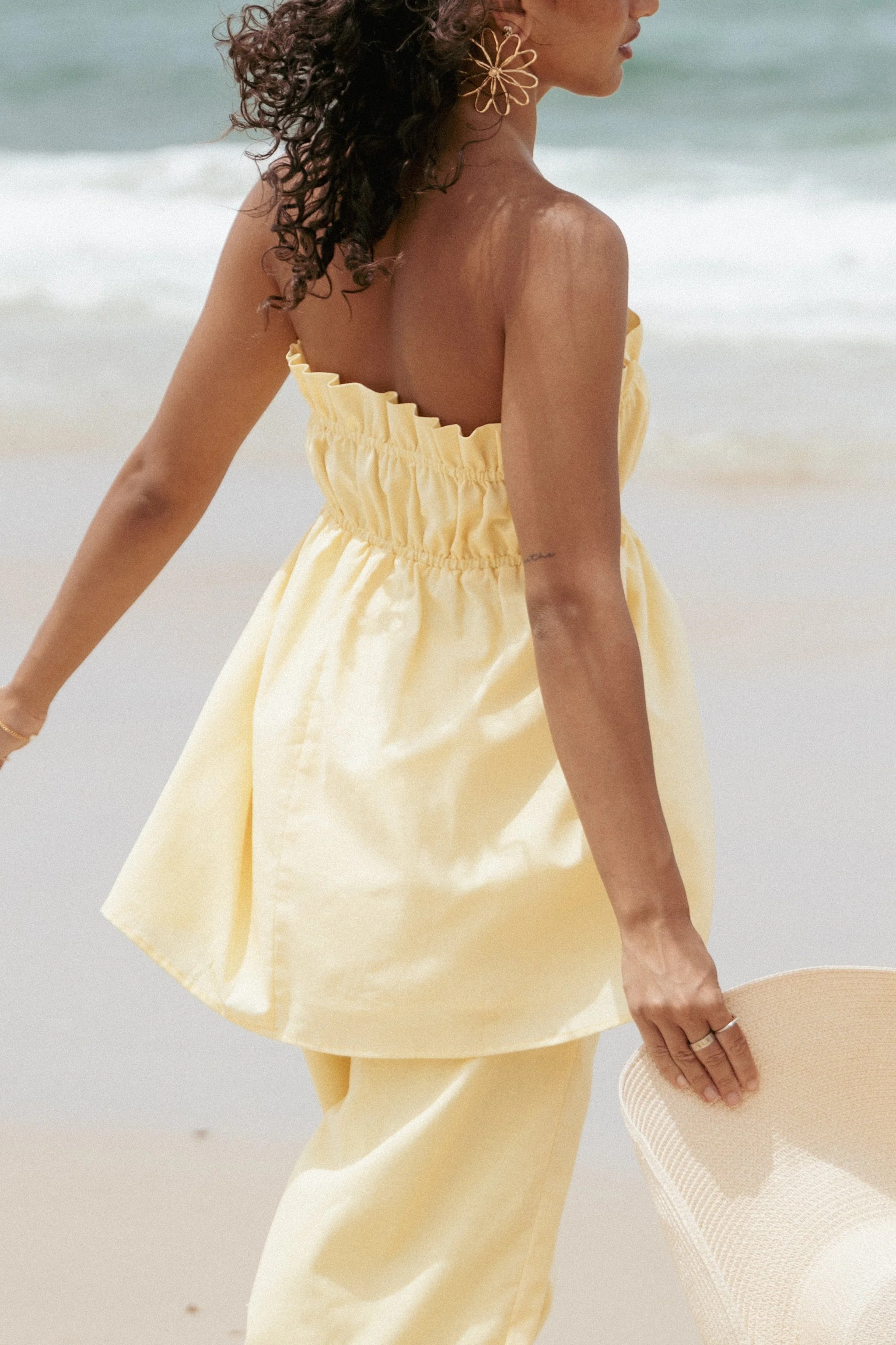 Ember Strapless Tunic Top - Butter Yellow | Petal & Pup (US)