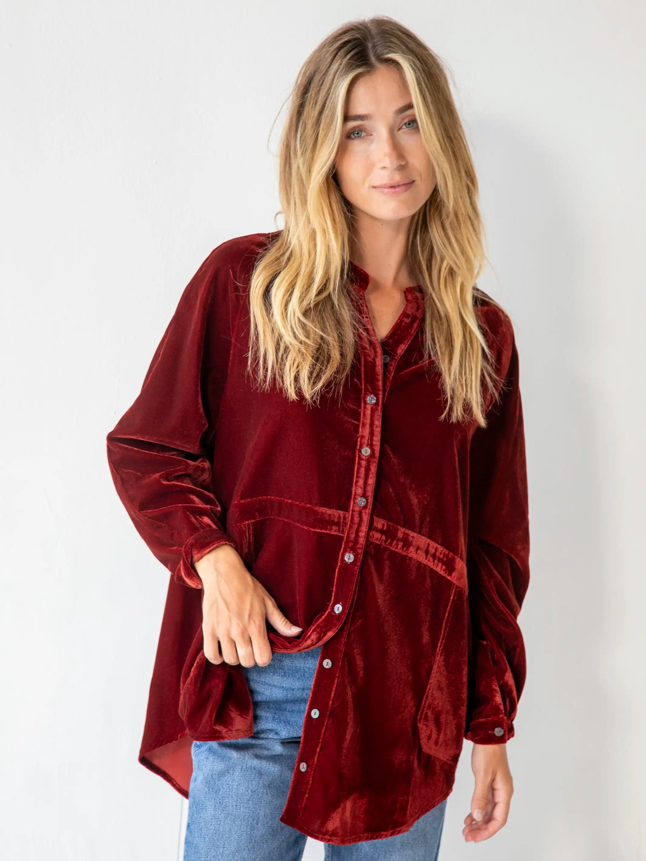 Laid Back Velvet Button Down | Natural Life