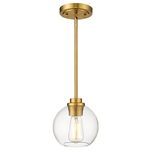 HRXBSE Globe Pendant Light, 1-Light Brushed Gold Pendant Light Fixtures with Clear Glass Shade, Pend | Amazon (US)