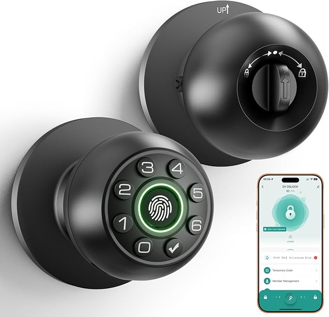 Fingerprint Door Lock - Smart Door Knob, Biometric Door Lock with Keypad Passcode Door Handle for... | Amazon (US)